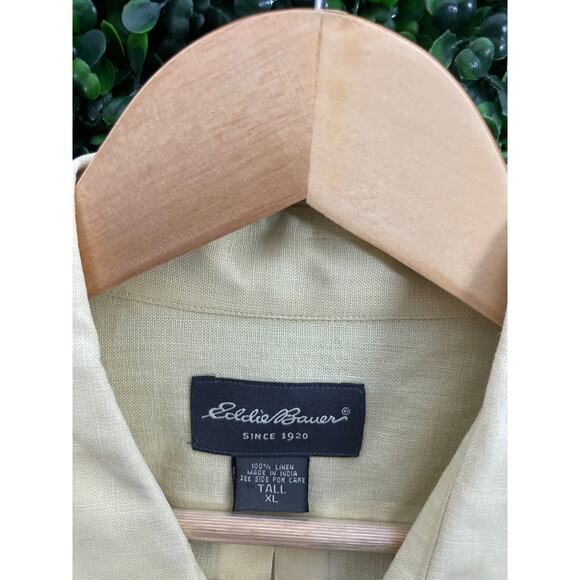 Eddie Bauer, Linen, Yellow Tall Shirt Size XLT - Picture 3 of 4